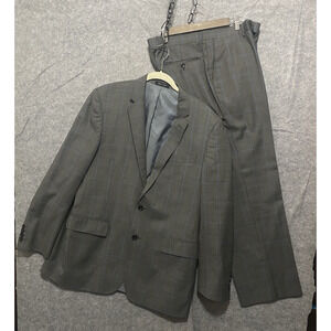 Tiglio Luxe Super 150's Wool Suit Mens 42R Gray Windowpane Pants 36 x 29.5 Italy